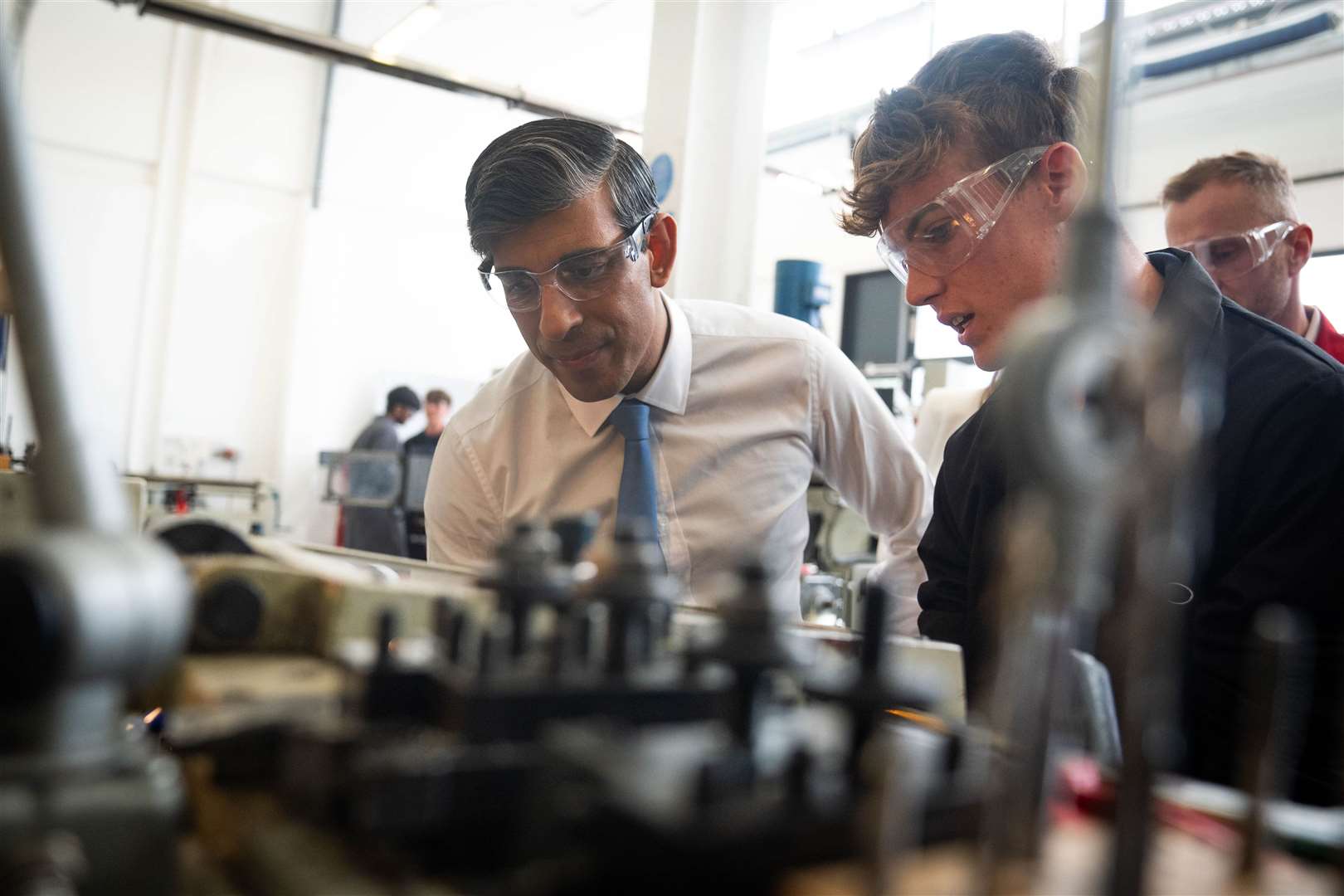 Mr Sunak visited Silverstone University Technical College in Towcester, Northamptonshire after launching his party’s manifesto (James Manning/PA)