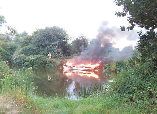 The 25ft boat was completely destroyed by the fire. Picture: Sandra Kerton