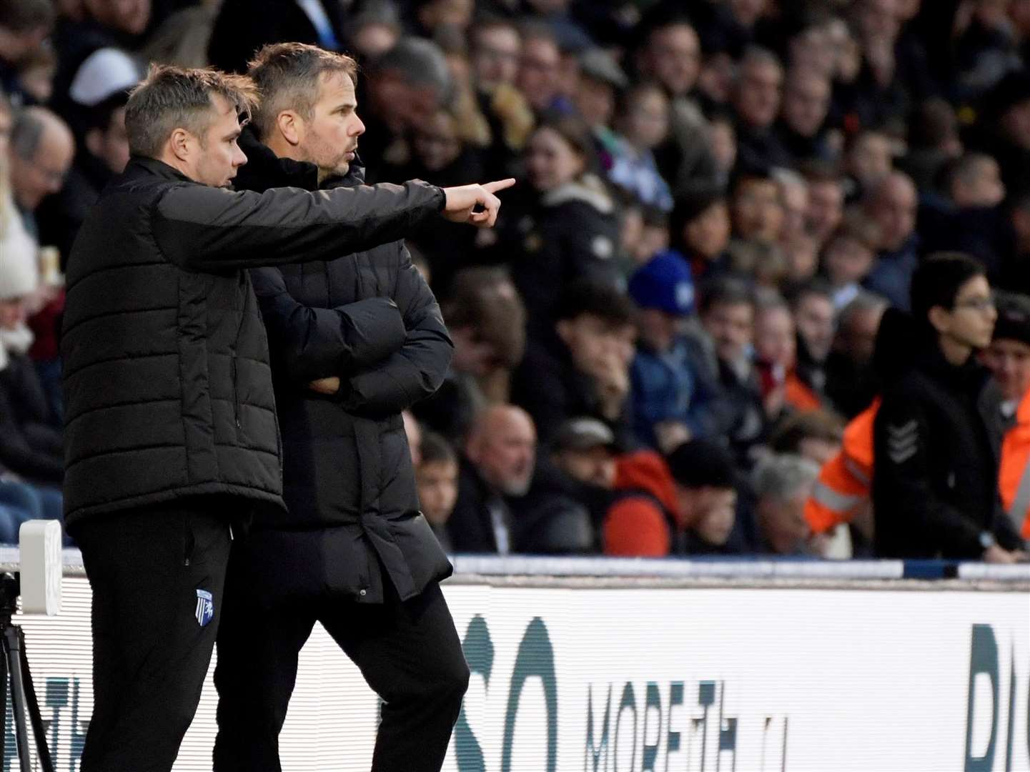 Head coach Stephen Clemence with assistant boss Robbie Stockdale at Priestfield last Saturday Picture: Barry Goodwin