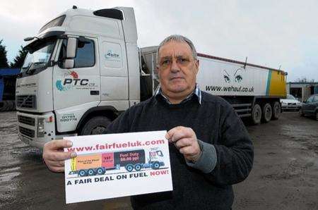 Mike Presneill, MD of Haulage firm Presneill Tipper Contractors and fair fuel campaigner, at his depot on Brielle Way, Sheerness