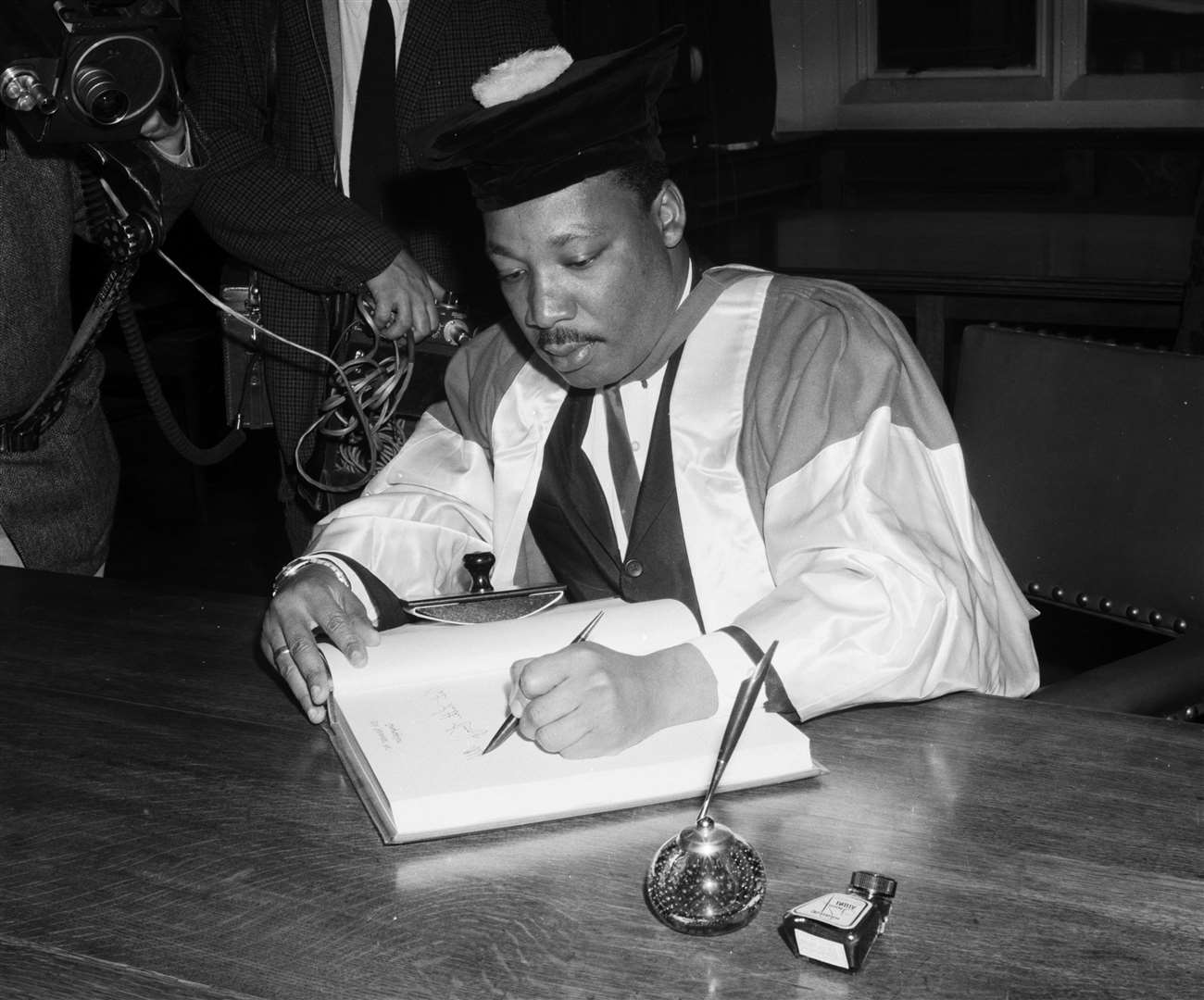 Dr Martin Luther King pictured during a visit to the University of Newcastle to receive an honorary degree in 1967. Picture: University of Newcastle Library