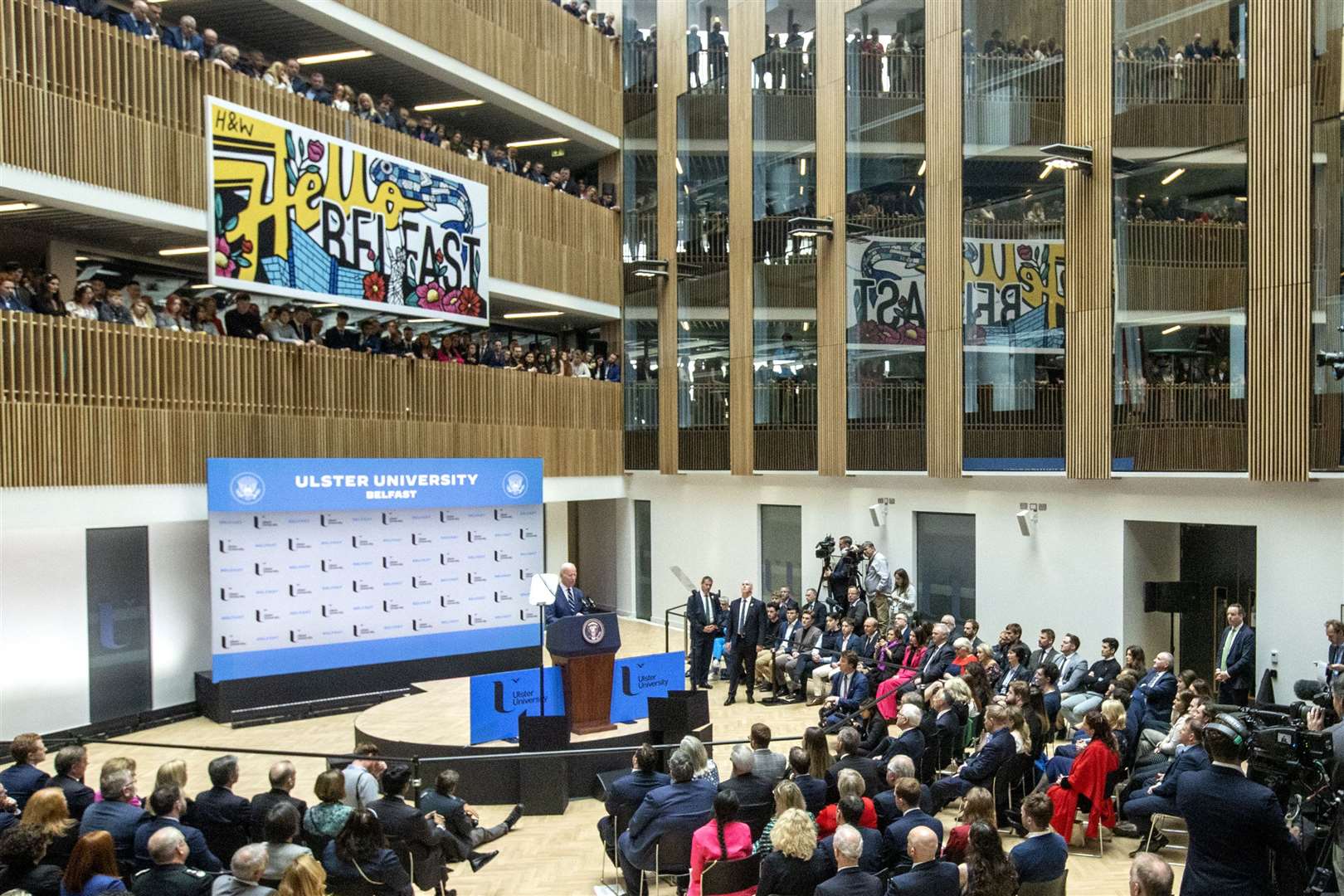 Joe Biden delivers his keynote speech (Liam McBurney/PA)