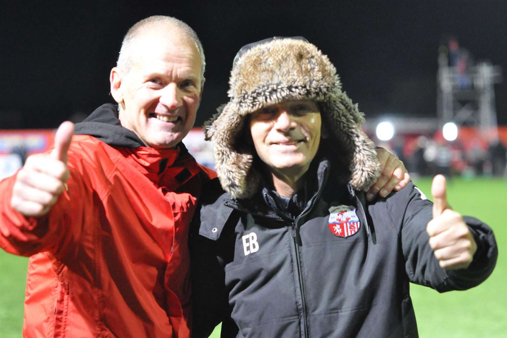 Sheppey United assistant Geoff Record and manager Ernie Batten both played for weekend hosts Herne Bay in the latter stages of their playing careers Picture: Paul Owen Richards