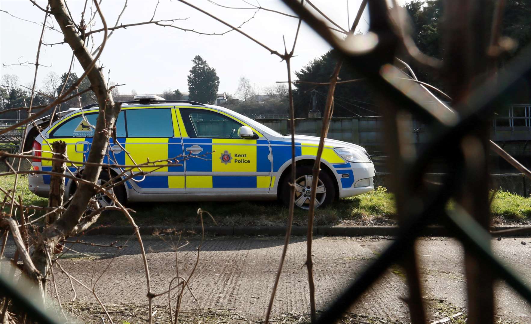 Police searched an area next to Mercedes-Benz Tonbridge after a stabbing on Saturday night. Picture: Phil Lee