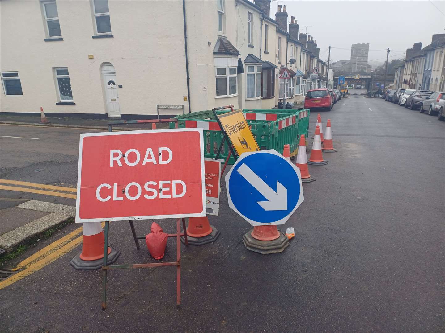 Glanville Road, leading onto Bryant Road, is still closed off to motorists following the water leak