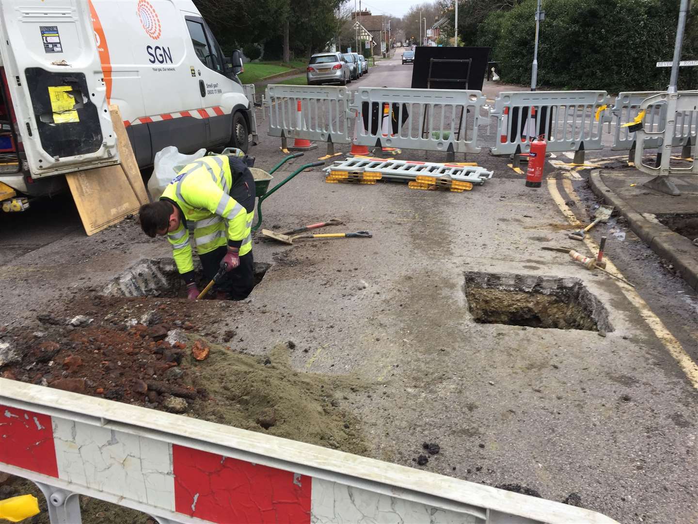 Forty Acres Road in Canterbury has been closed - with traffic being diverted - following a gas leak