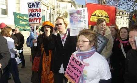 Protestors with their messages outside County Hall. Picture: BARRY CRAYFORD