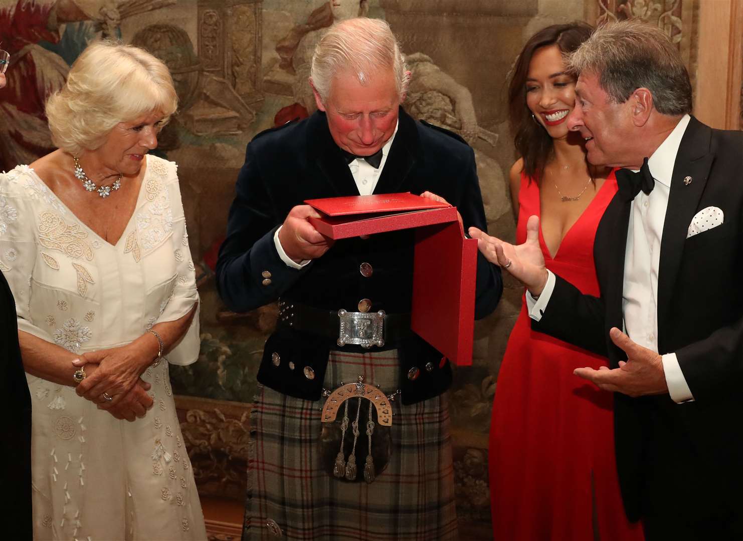 The Prince of Wales and Duchess of Cornwall with Alan Titchmarsh at Classic FM’s 25th anniversary recital (Andrew Milligan/PA)