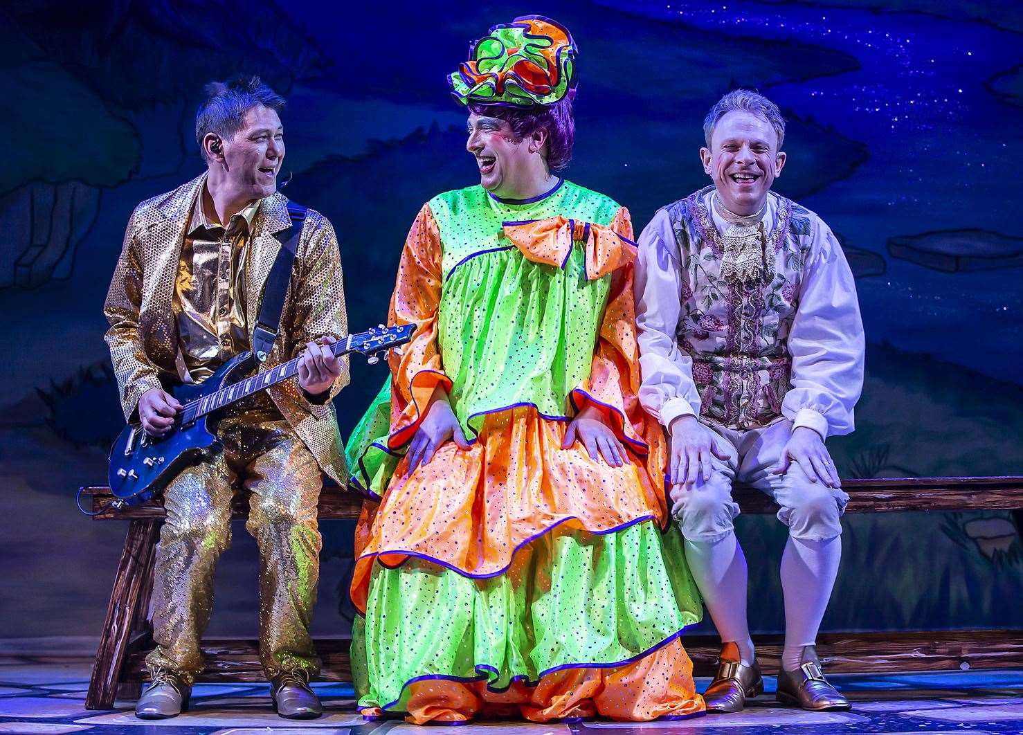 The Marlowe's Chris Wong, Ben Roddy and Lloyd Hollett in Mother Goose. Picture: Pamela Raith Photography