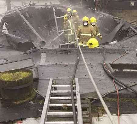 FIERCE BLAZE: What's left of the boat. Picture: ANDREW WARDLEY