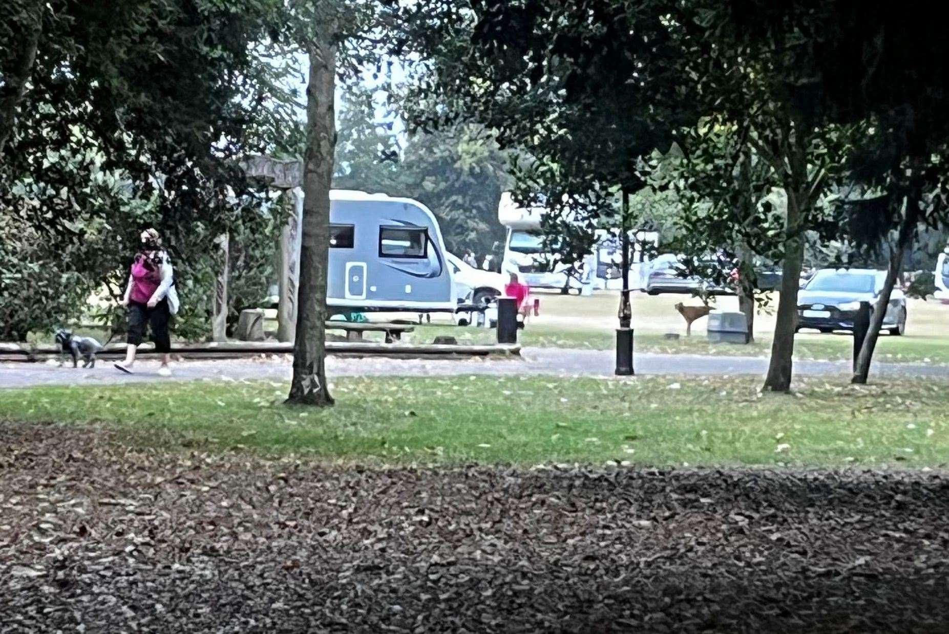 Travellers have been spotted on Gillingham Park field, near Park Avenue. Picture: Steve Morris