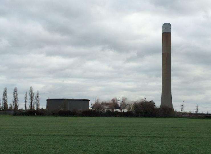 The boiler houses being blown up