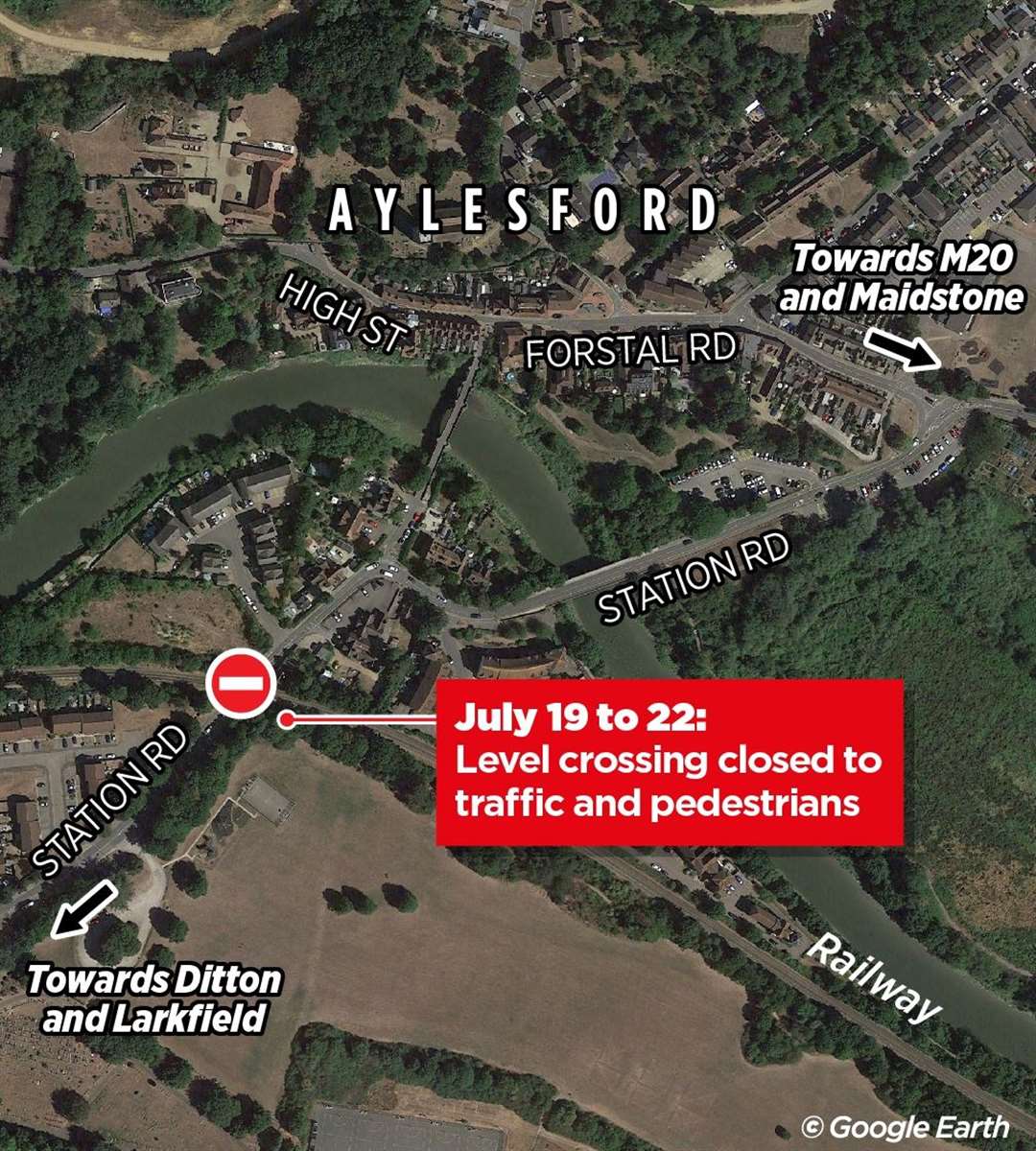 Aylesford Railway crossing will be closed to traffic and pedestrians between July 19 and July 22