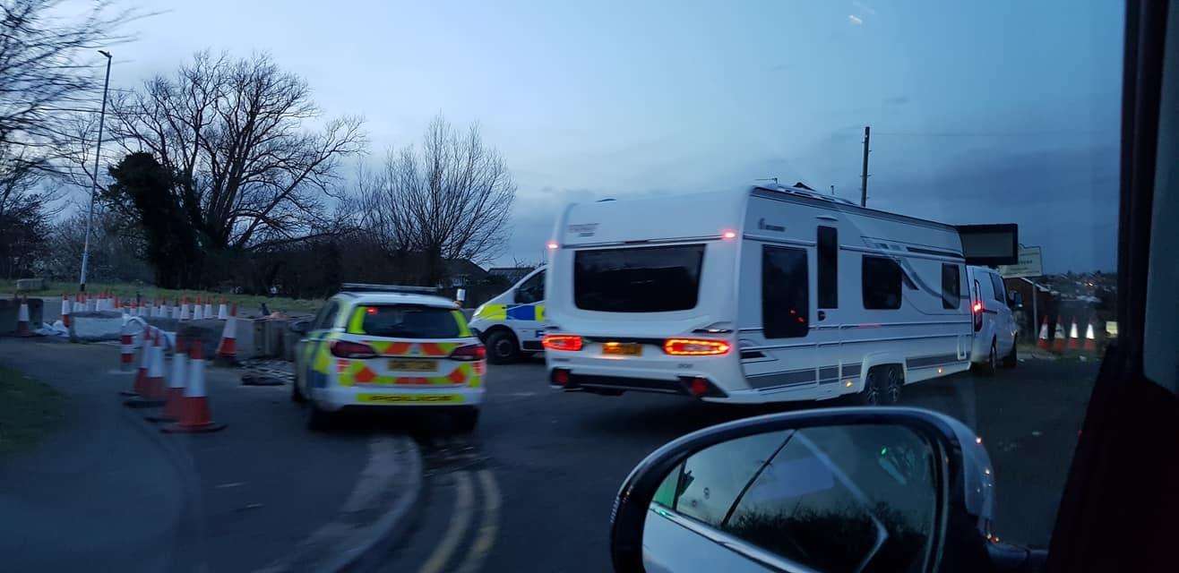 Police were sent to the lorry park in Valley Drive, Gravesend, yesterday. Picture: Lauren Harvey (7310014)
