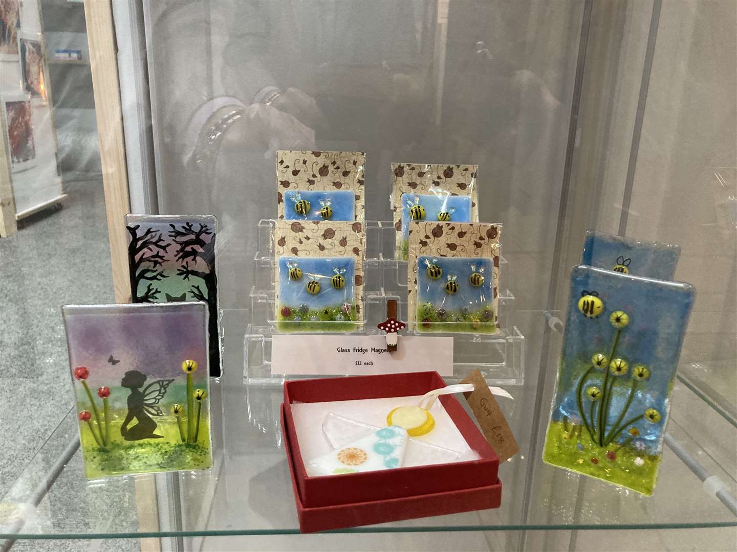 Glass paintings by Sheppey artist Faith for sale at Buckleys indoor market in Sittingbourne High Street. Picture: John Nurden