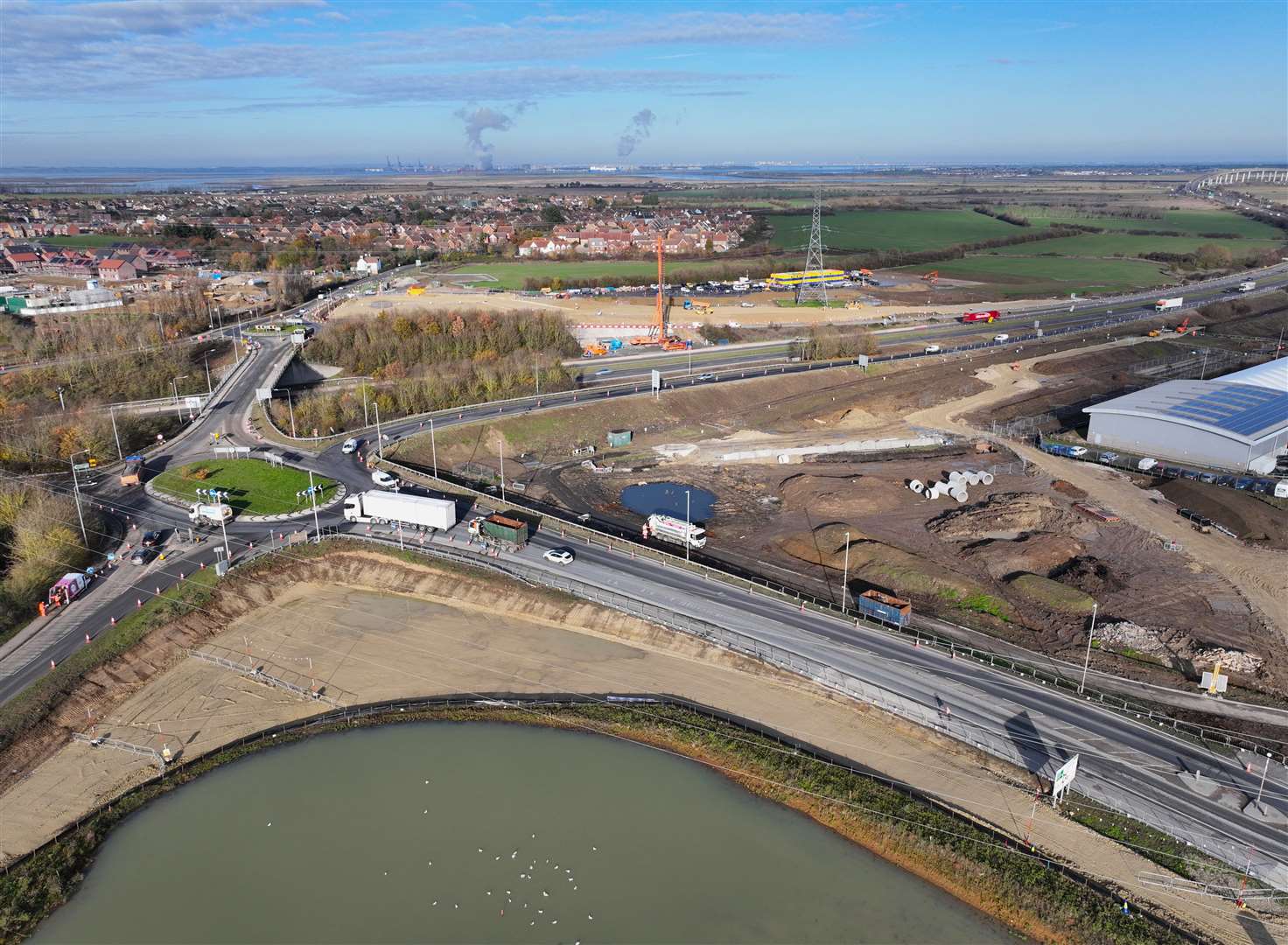 Work under way on the Grovehurst junction near Sittingbourne in November 2023. Picture: Phil Drew