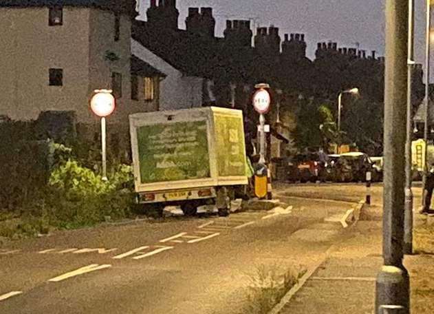 An Asda van stuck in Church Road, Murston in 2022