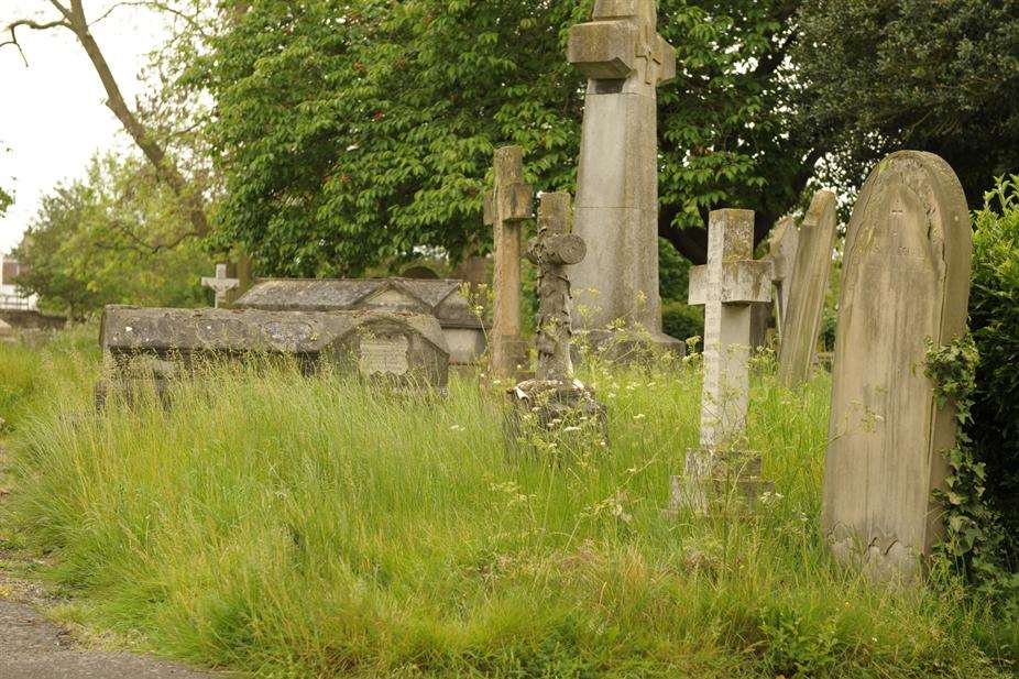 The grass at Gravesend's Old Road West cemetery.