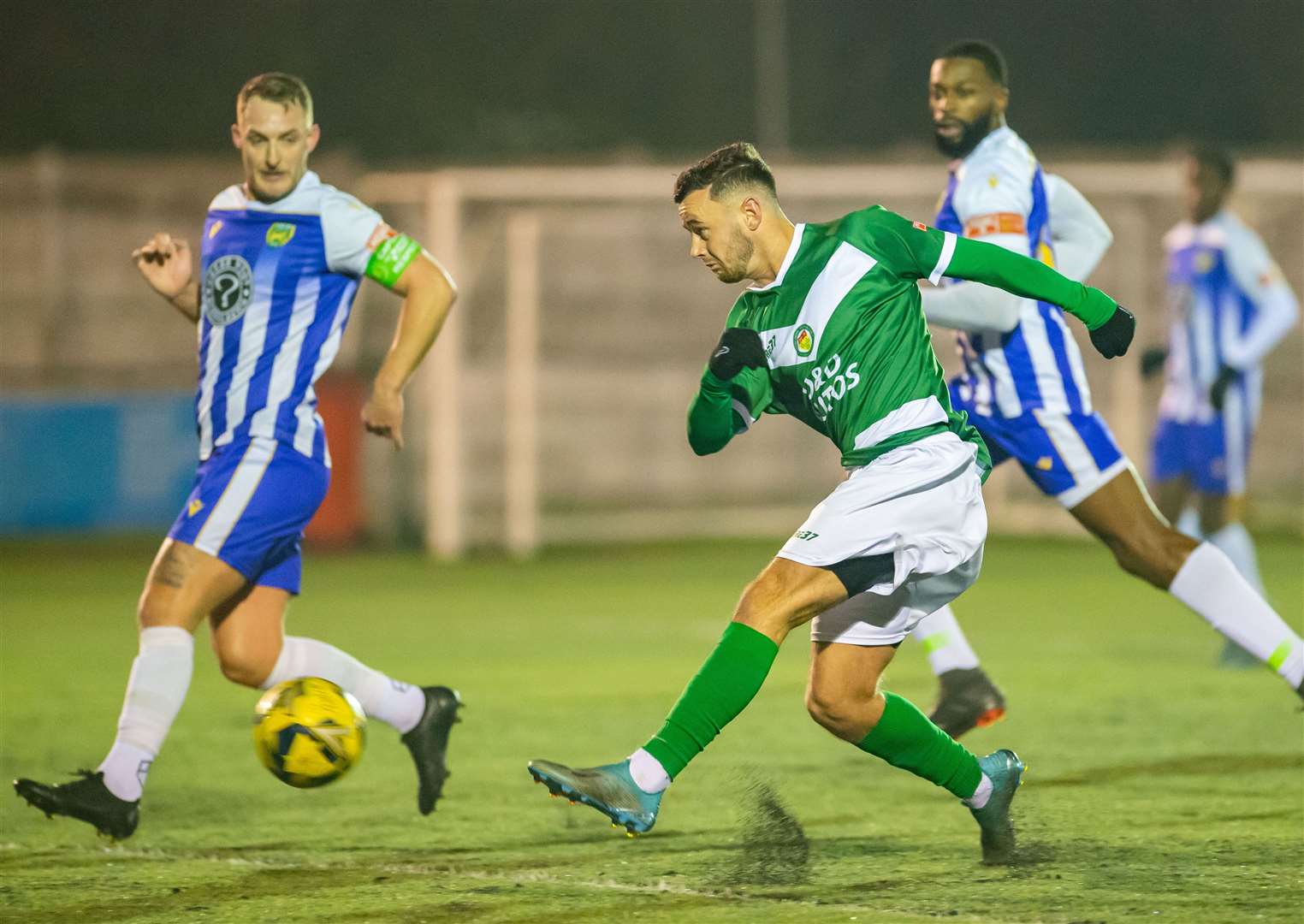 Returning striker Danny Parish goes for goal. Picture: Ian Scammell