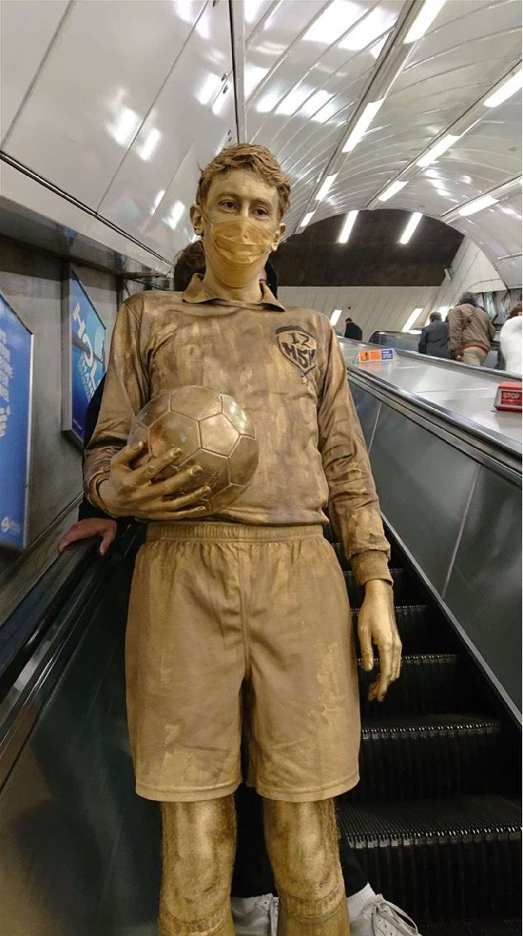 Mr Talbot was provided with a gold-painted face mask for public transport (Willem Van Aswegen)