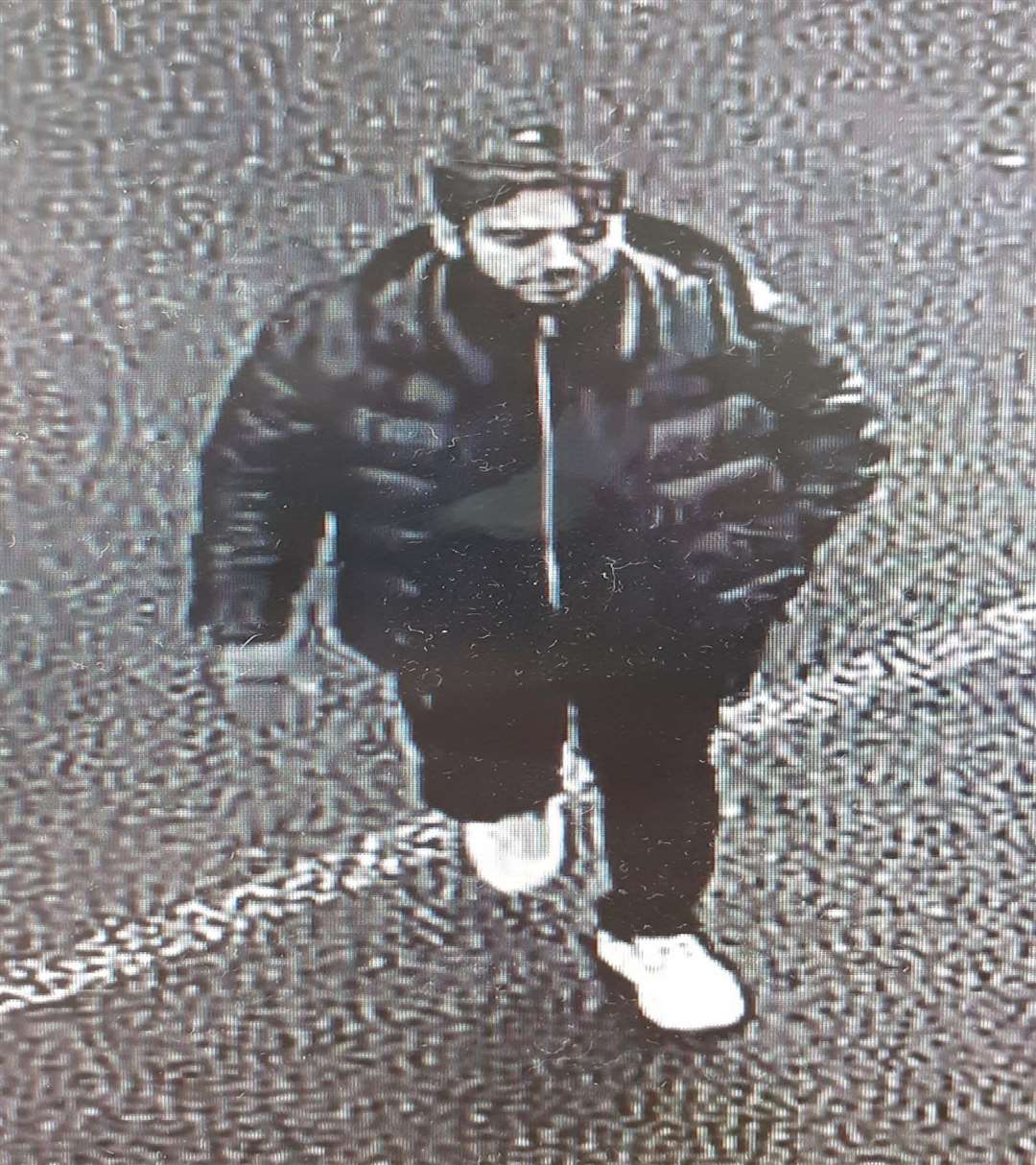 CCTV of a man police seek. Image from Kent Police