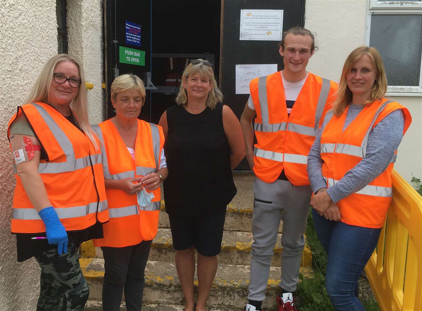 Team members of the Covid asymptomatic test centre at Sheerness East WMC, Halfway, on the final day of operations last week Picture: John Nurden