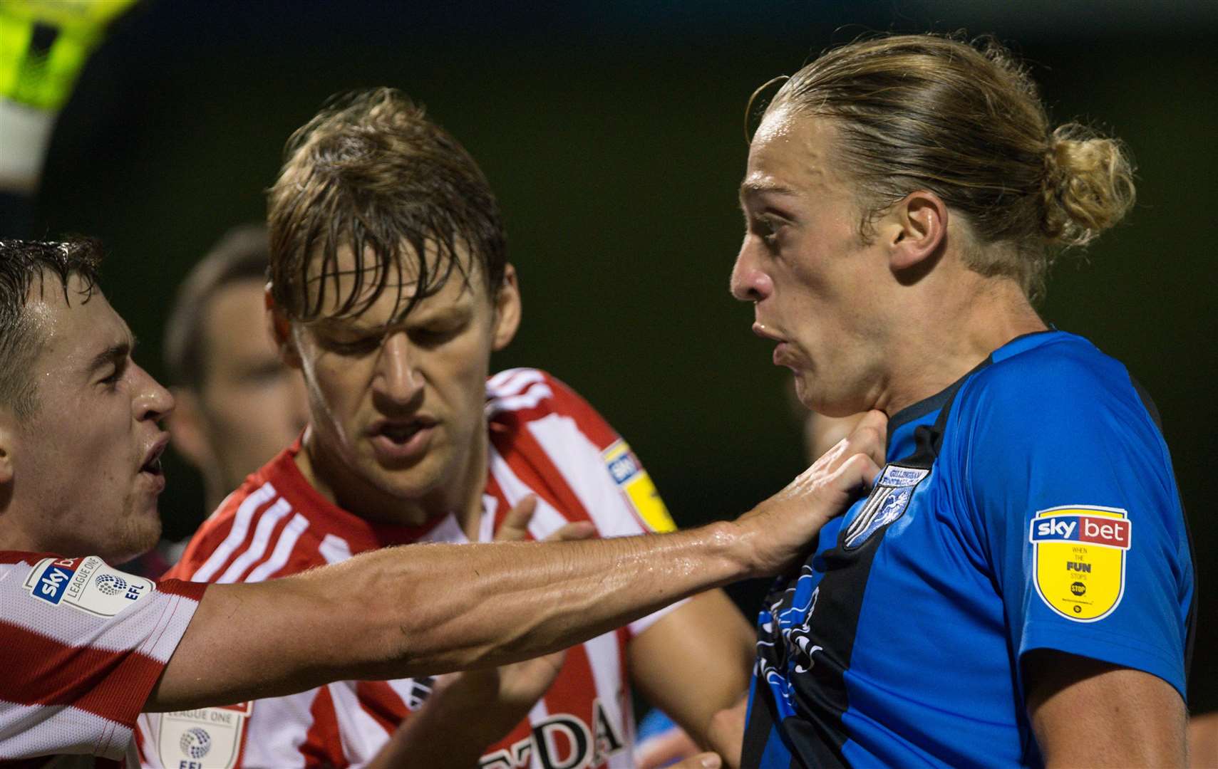 Tempers flare between the two teams. Picture: Ady Kerry