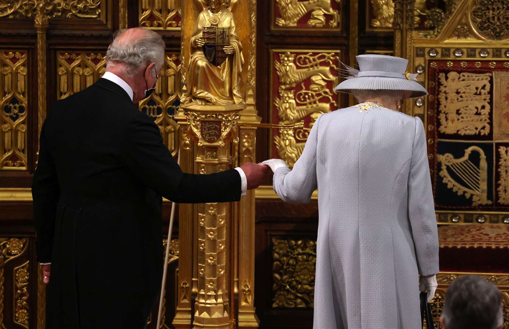 The Queen arrives with the Prince of Wales to deliver the speech (Chris Jackson/PA)