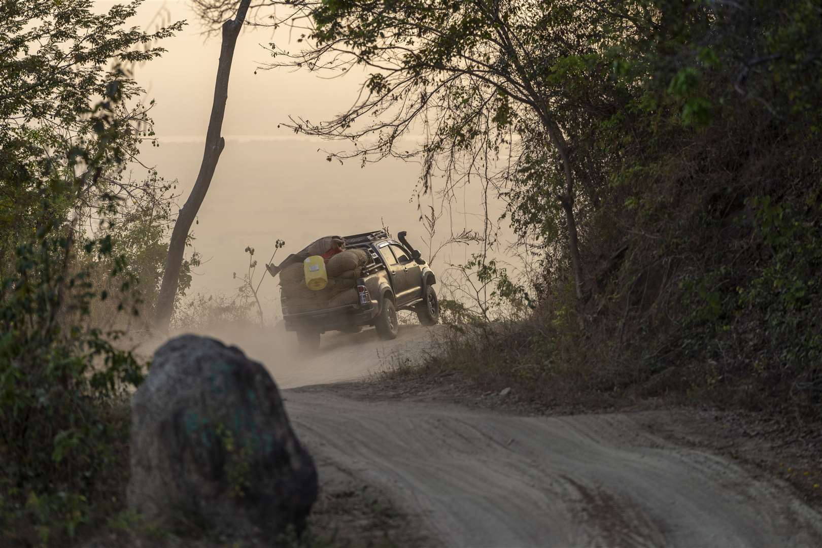 Poor conditions of mountain roads means transporting coffee beans from the farms is another challenge and cost for farmers (Chris Terry/Fairtrade)