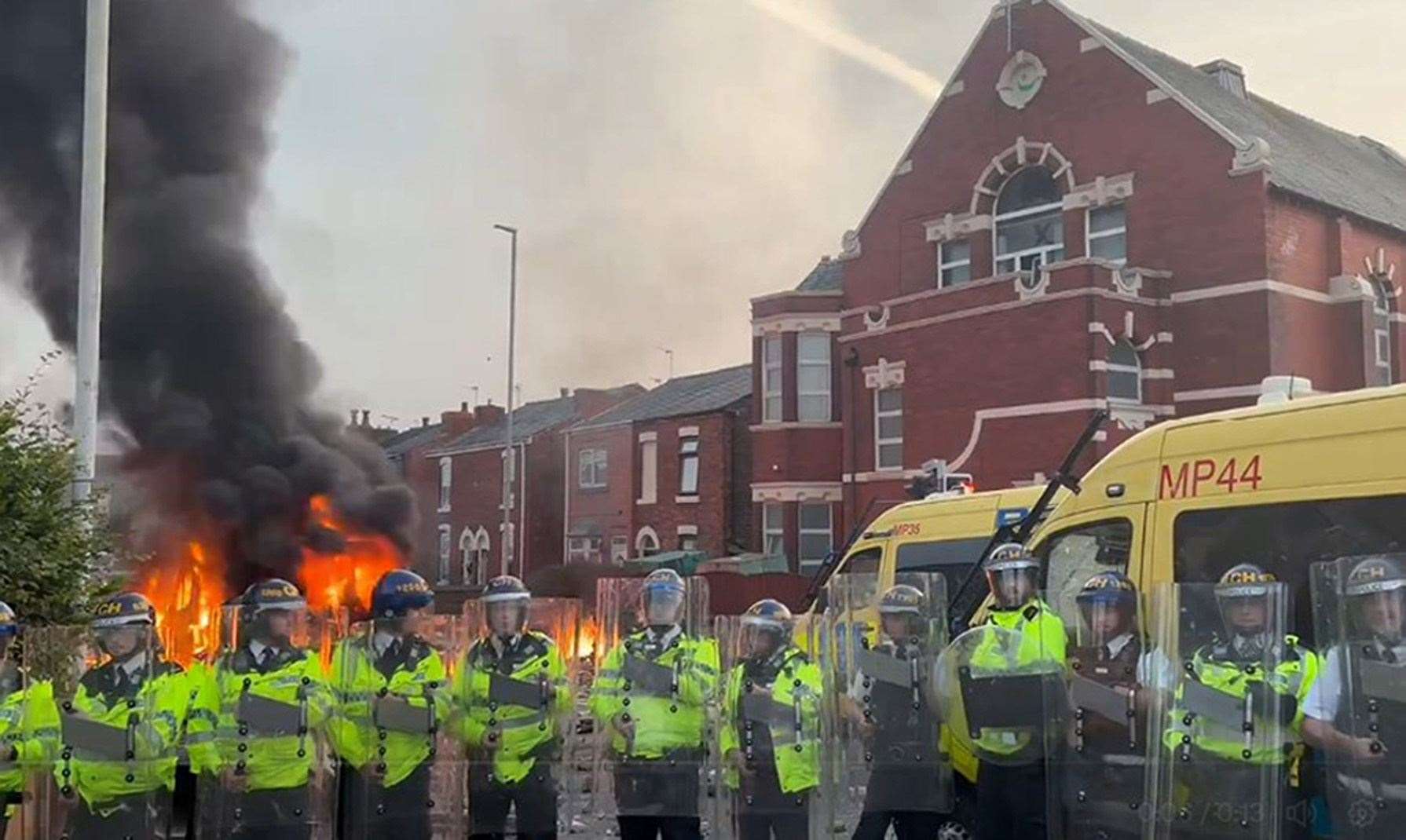 Trouble flares up during a protest in Southport after three children died and eight were injured in a knife attack during a Taylor Swift event at a dance school on Monday (Pat Hurst/PA)