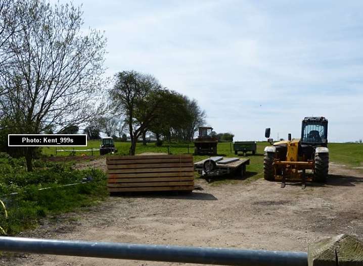 The tractor, where the incident is said to have happened in Townsend Farm Road. Picture courtesy of Kent_999s