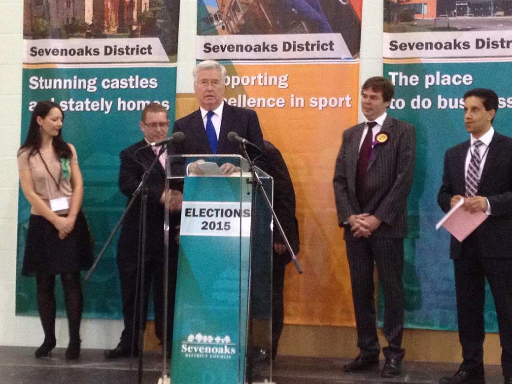 Michael Fallon addressed the crowd at Sevenoaks Leisure Centre