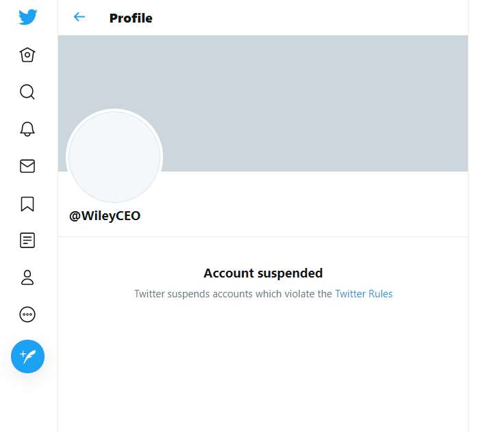 Wiley’s account has been suspended for violating Twitter’s rules (Twitter/PA)