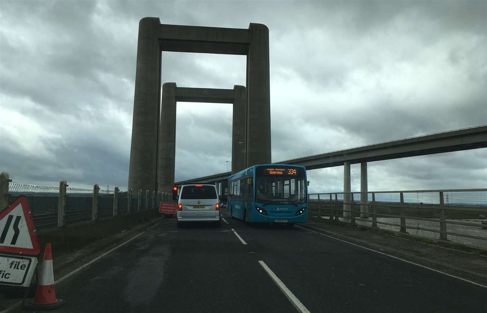 Temporary traffic lights at the Kingsferry Bridge on the Isle fo Sheppey (30048933)