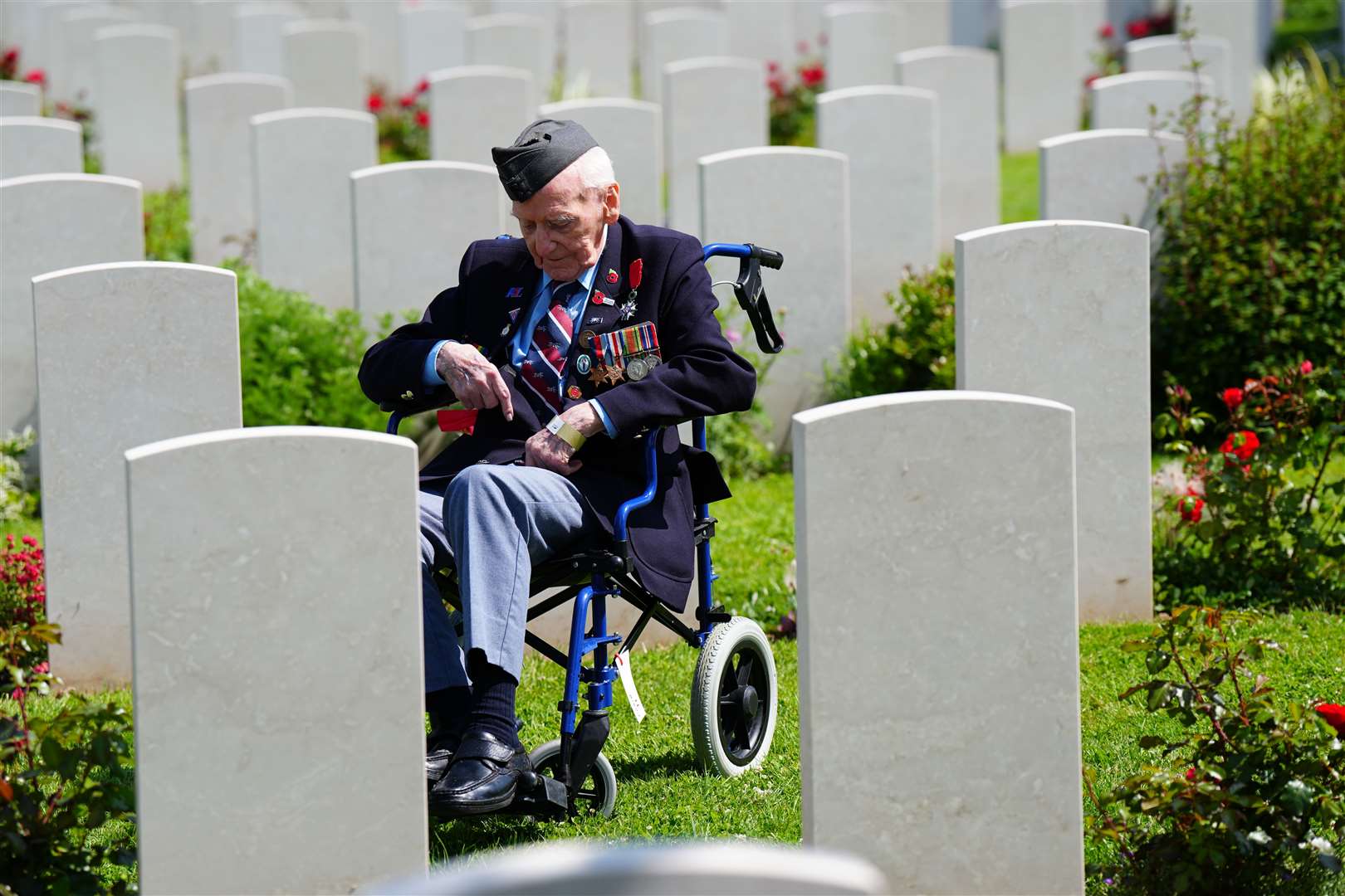 Mr Morgan visited the Bayeux War Cemetery ahead of the service of commemoration (Jane Barlow/PA)