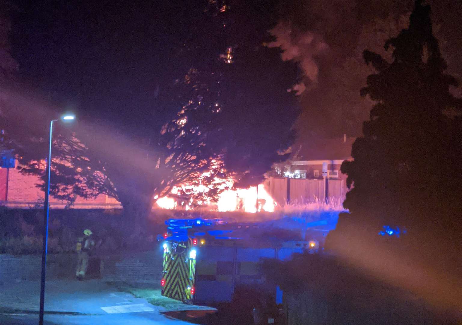 A fireball in Bishops Way, Canterbury, in the early hours of Thursday