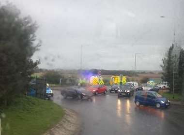 The crash at the St Nicholas-at-wade roundabout @mathanzo1973