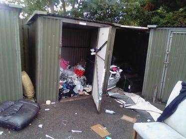 Piles of rubbish tossed into the communal sheds in Tennyson Avenue, Canterbury