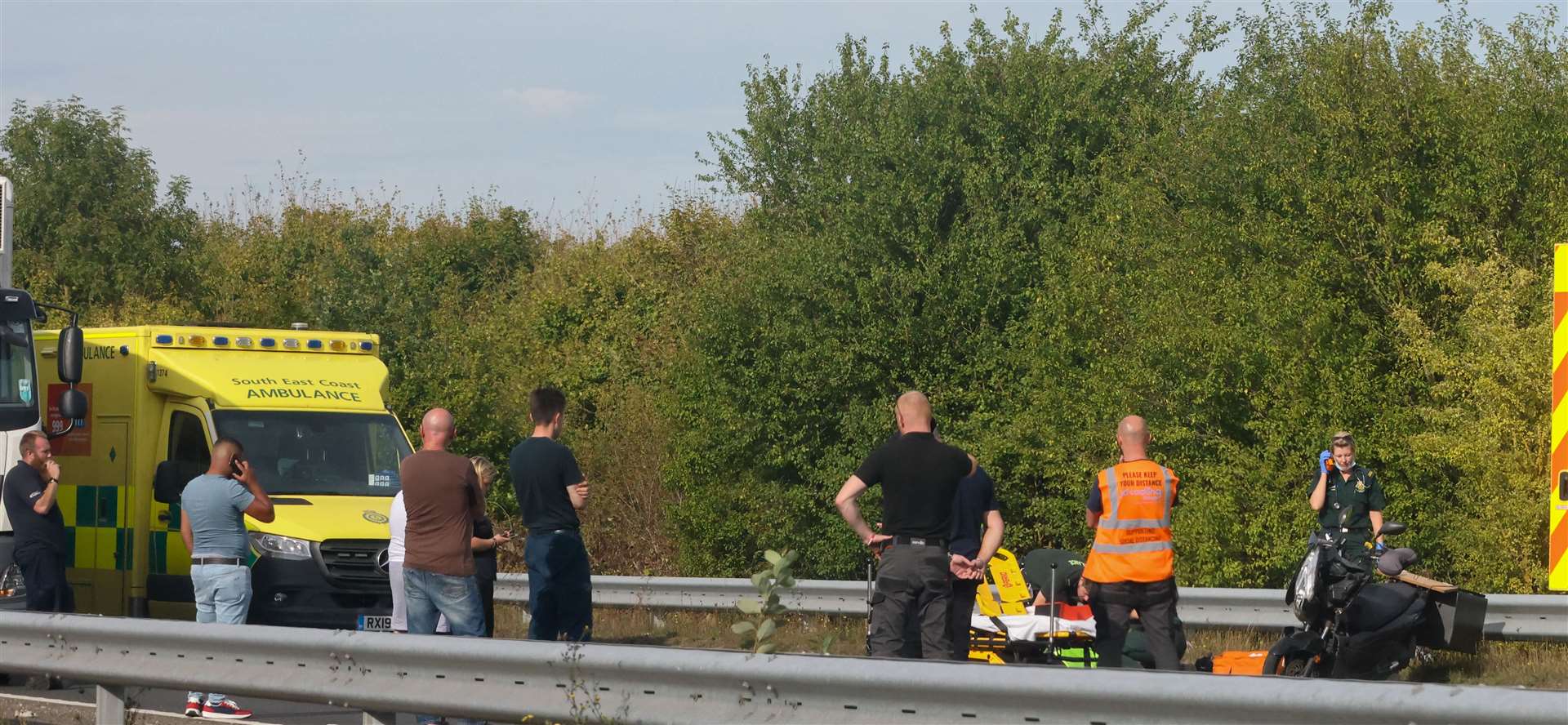 Emergency services at the scene after the crash on the A228 near East Peckham. Picture: UKNIP