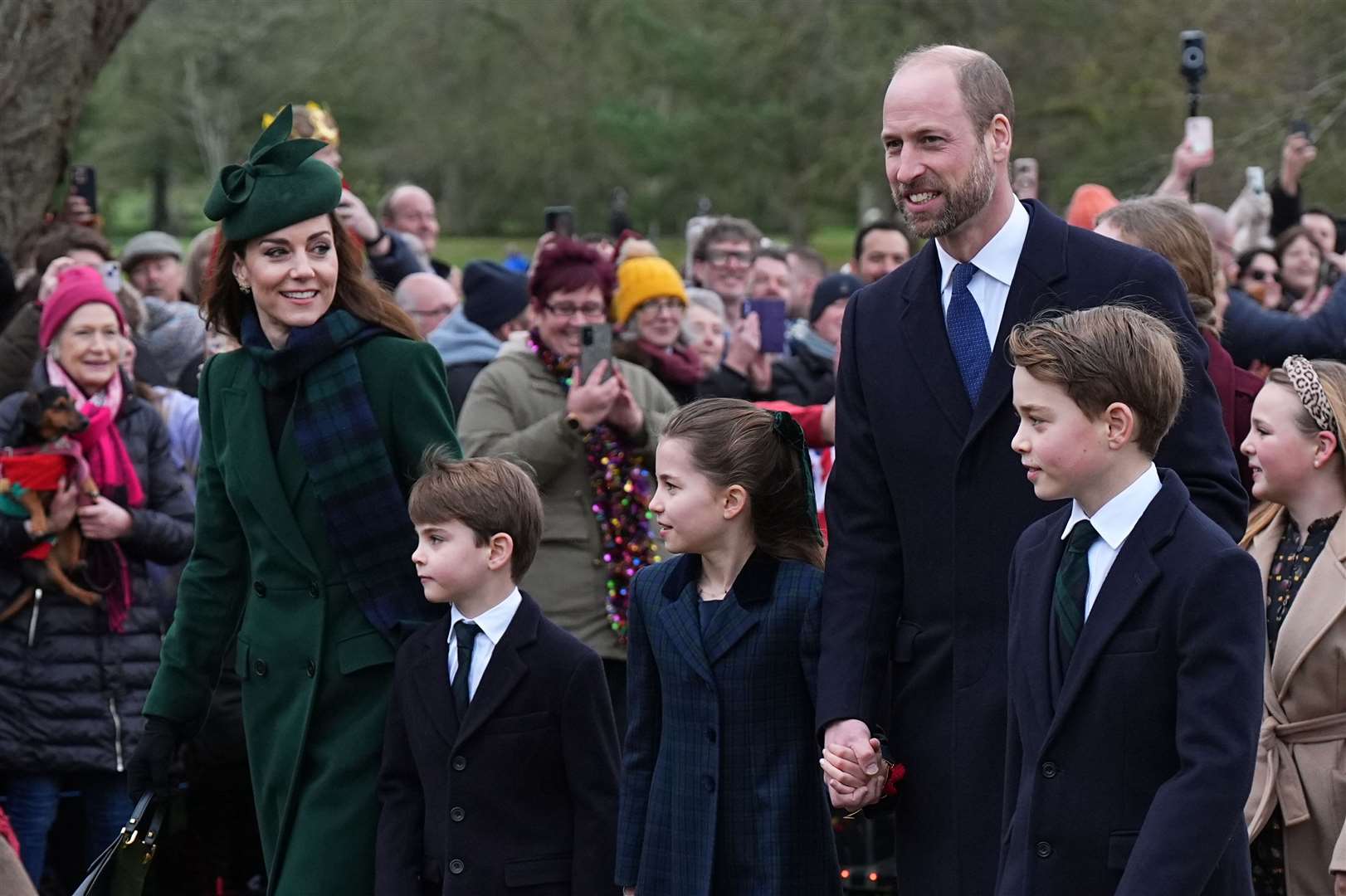 The Princess of Wales, Prince Louis, Princess Charlotte, the Prince of Wales and Prince George (Aaron Chown/PA)