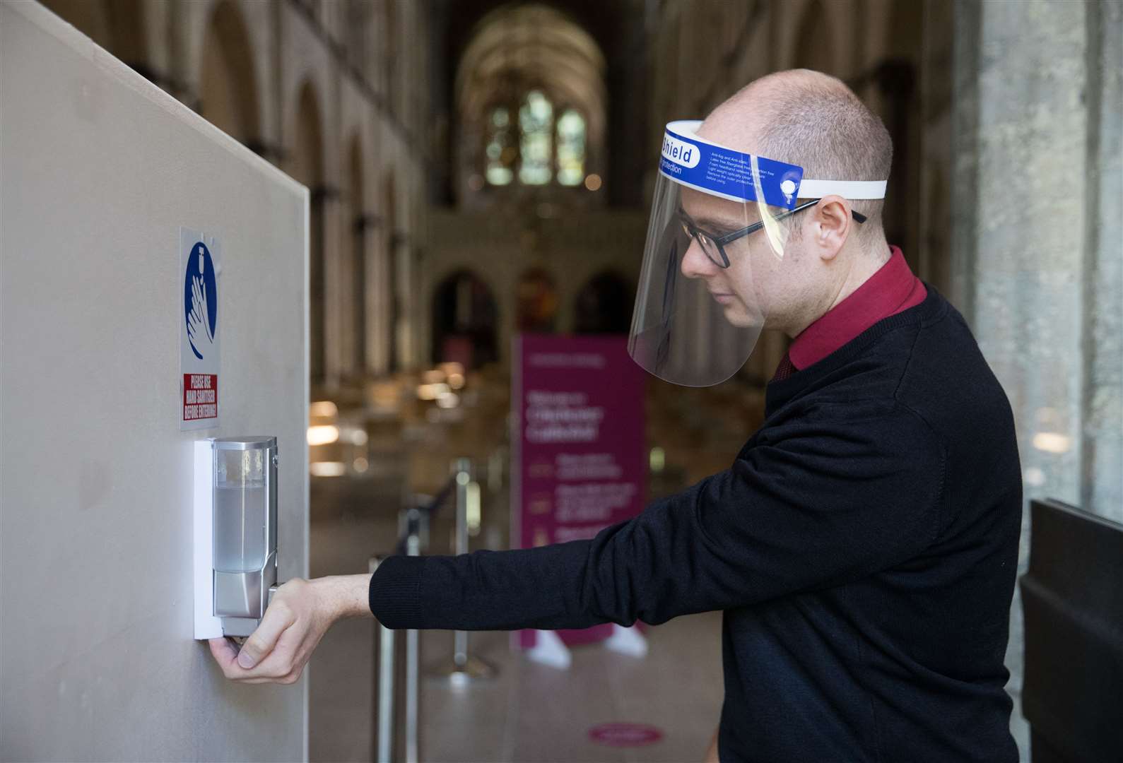 Hand sanitisers have been installed around the ancient place of worship (Andrew Matthews/PA)