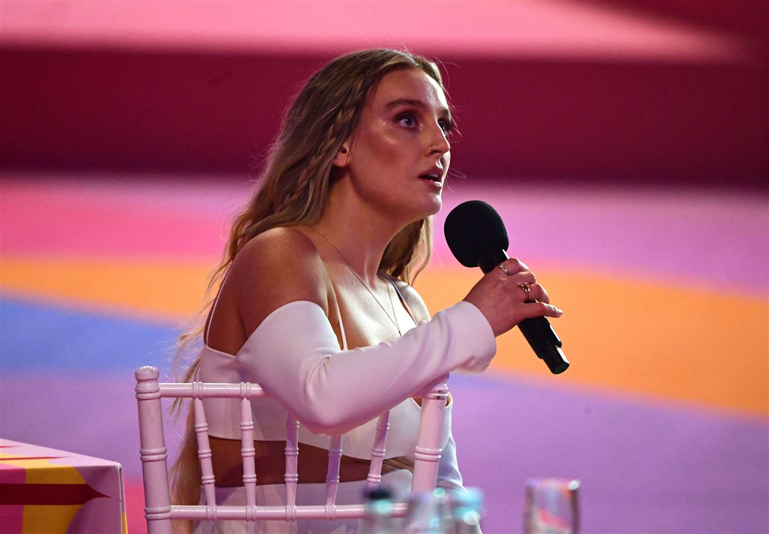 Perrie Edwards and her Little Mix bandmates made history as members of the first female group to win the best British group prize (Ian West/PA)