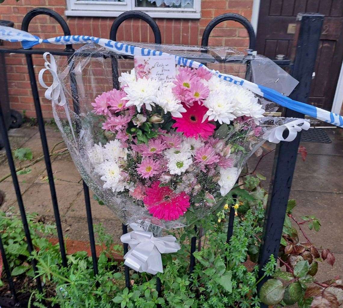 Tributes left in Priory Road, Dartford after Hayley Burke’s death