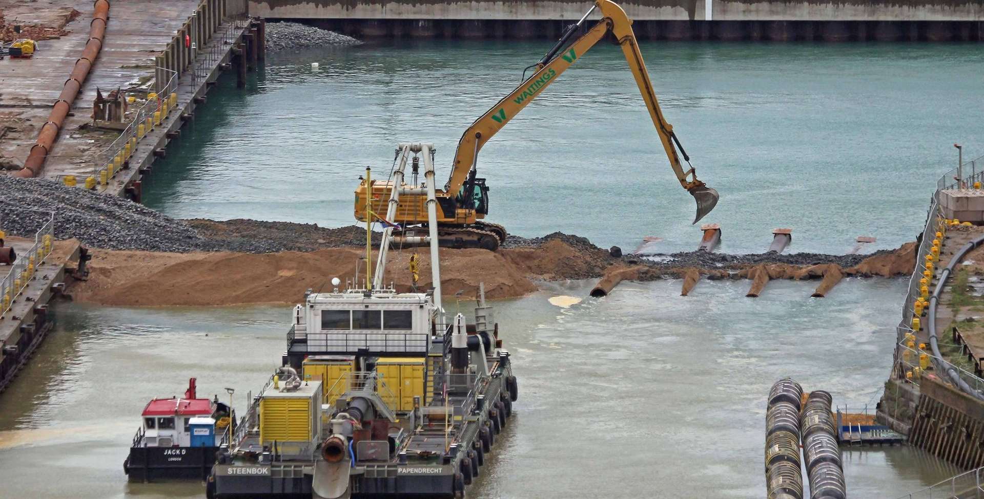 The vessel Steenbok involved in the infilling of Granville Dock in Dover. Picture: Dover Strait Shipping - FotoFlite