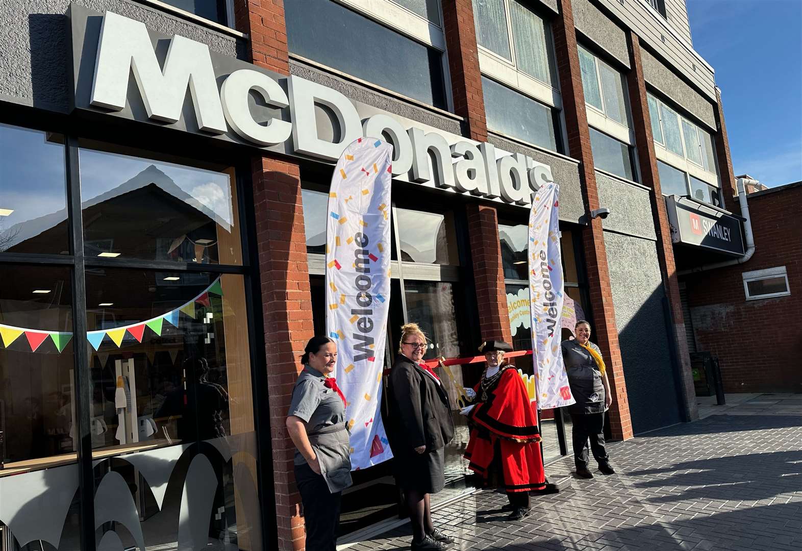 McDonald’s has opened its latest branch in Swanley. Pictured: McDonald’s workers with Swanley Mayor Rita Wood and McDonald’s Business manager Amanda Wallis. Picture: McDonald's