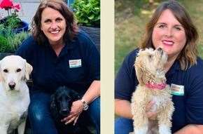 Dog walkers Abby Brindley (left) and Lucy Fogarty