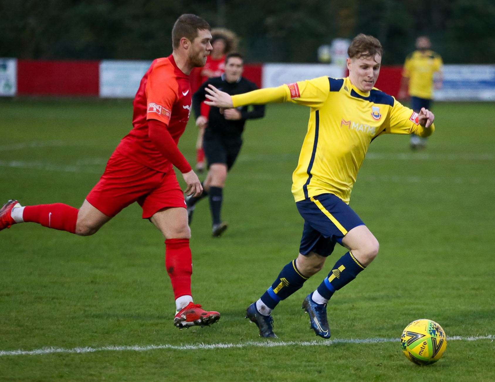 Alex Gaggin in action for Whitstable at Hythe Picture: Les Biggs