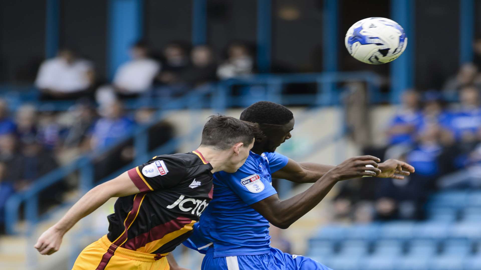 Emmanuel Osadebe battled for the ball Picture: Andy Payton