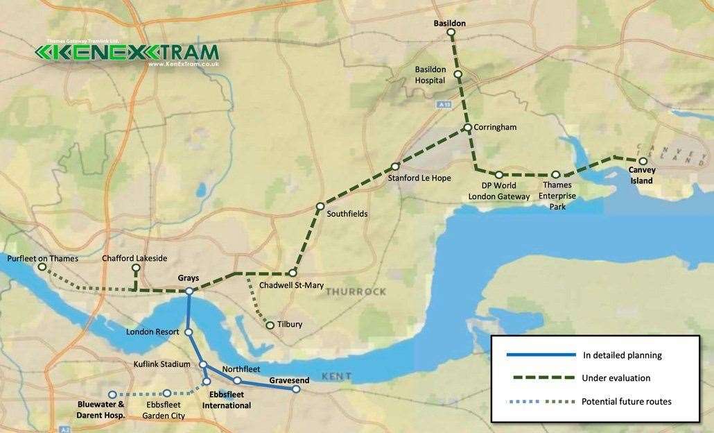 A map depciting the proposed KenEx tram route (43659771)