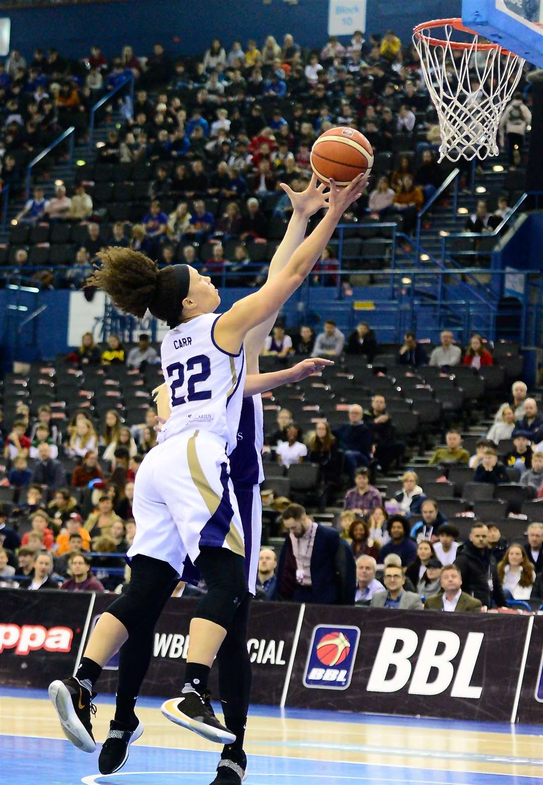 Cat Carr scoring for the Sevenoaks Suns in the 2020 Cup Final in Birmingham